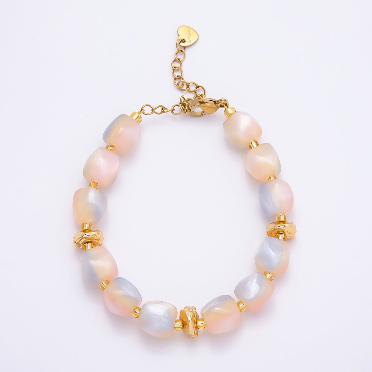 Stainless Steel 10mm Geometric Resin Bead 7 Inch Bracelet w. Extender | WA-04509 ~ WA-04515