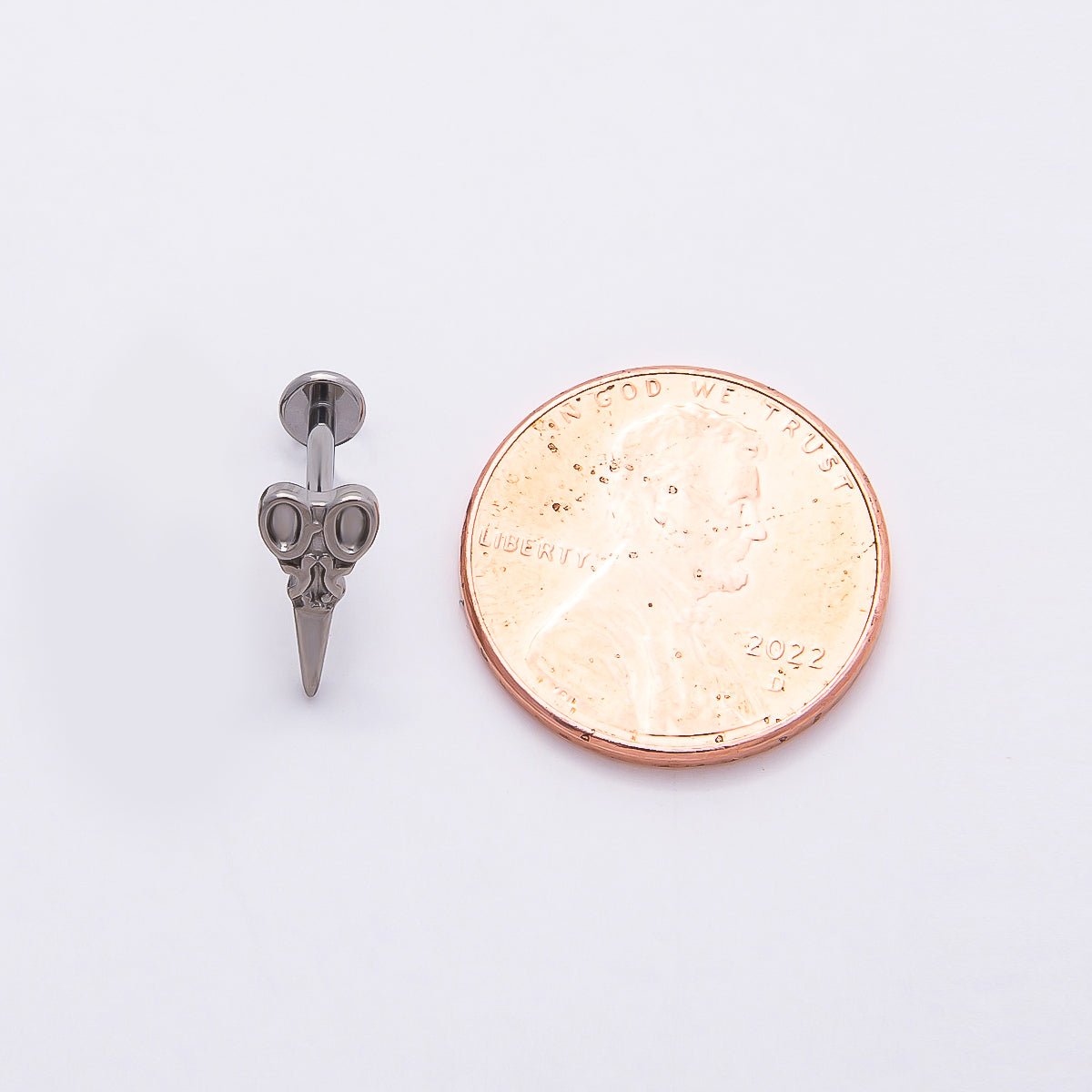 Titanium 10mm Hair Scissors Single Cartilage Piercing Flat Back Stud in Gold & Silver | BJ-00041 BJ-00042