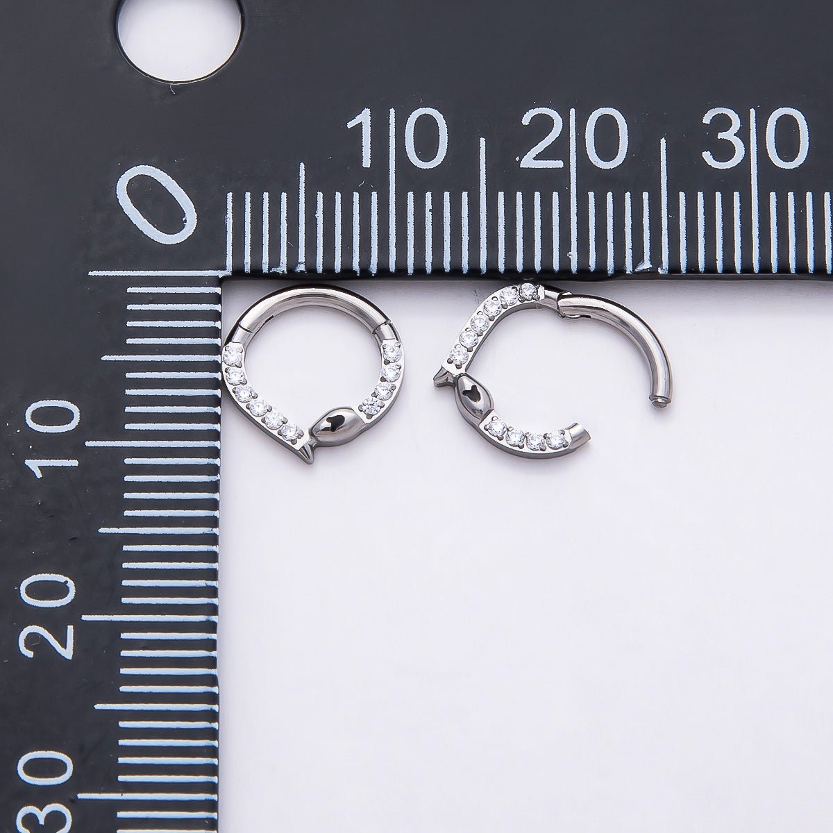 Titanium 10mm Micro Paved CZ Snake Single Septum Nose Piercing Clicker in Gold & Silver | BJ-00013 BJ-00014