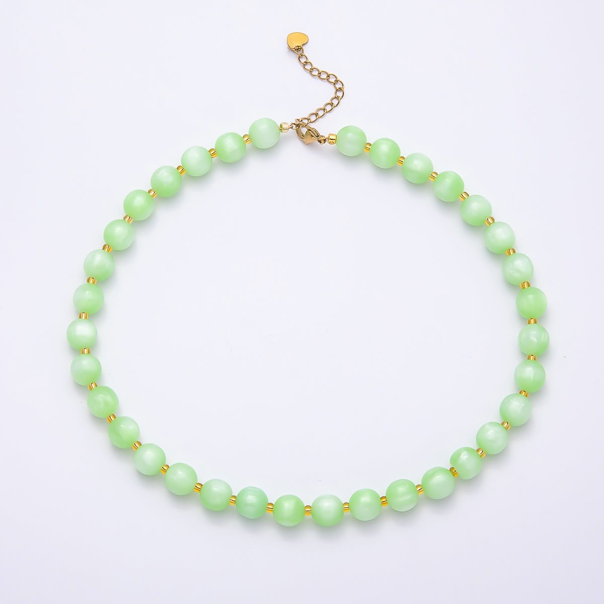 Stainless Steel 10mm Round Glitter Resin Bead 16 Inch Necklace w. Extender | WA-04523 ~ WA-04530