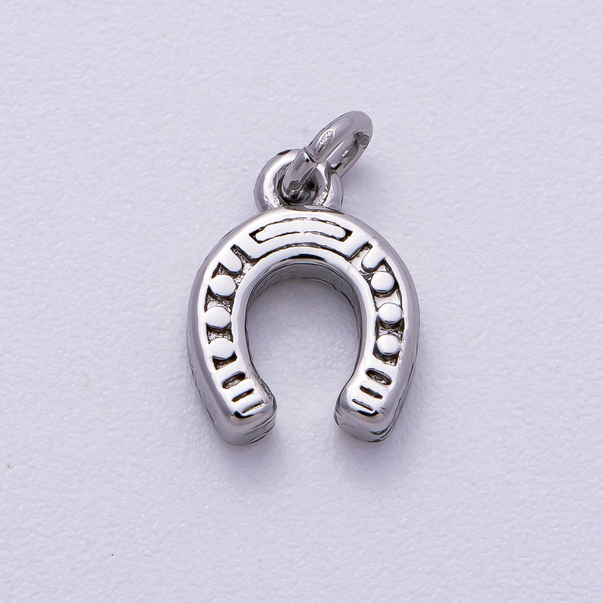 Stainless Steel 10mm Textured Horse Shoe Mini Charm | Charms-00515
