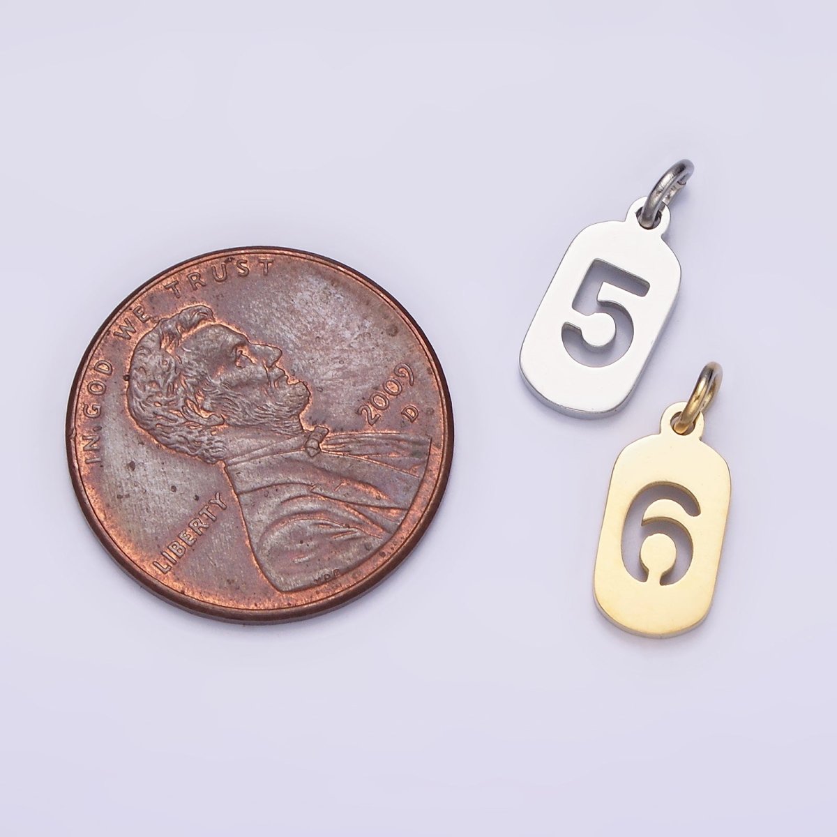 Stainless Steel 13.5mm Number 0-9 Open Script Mini Tag Add-On Silver Charm P-601-P-610