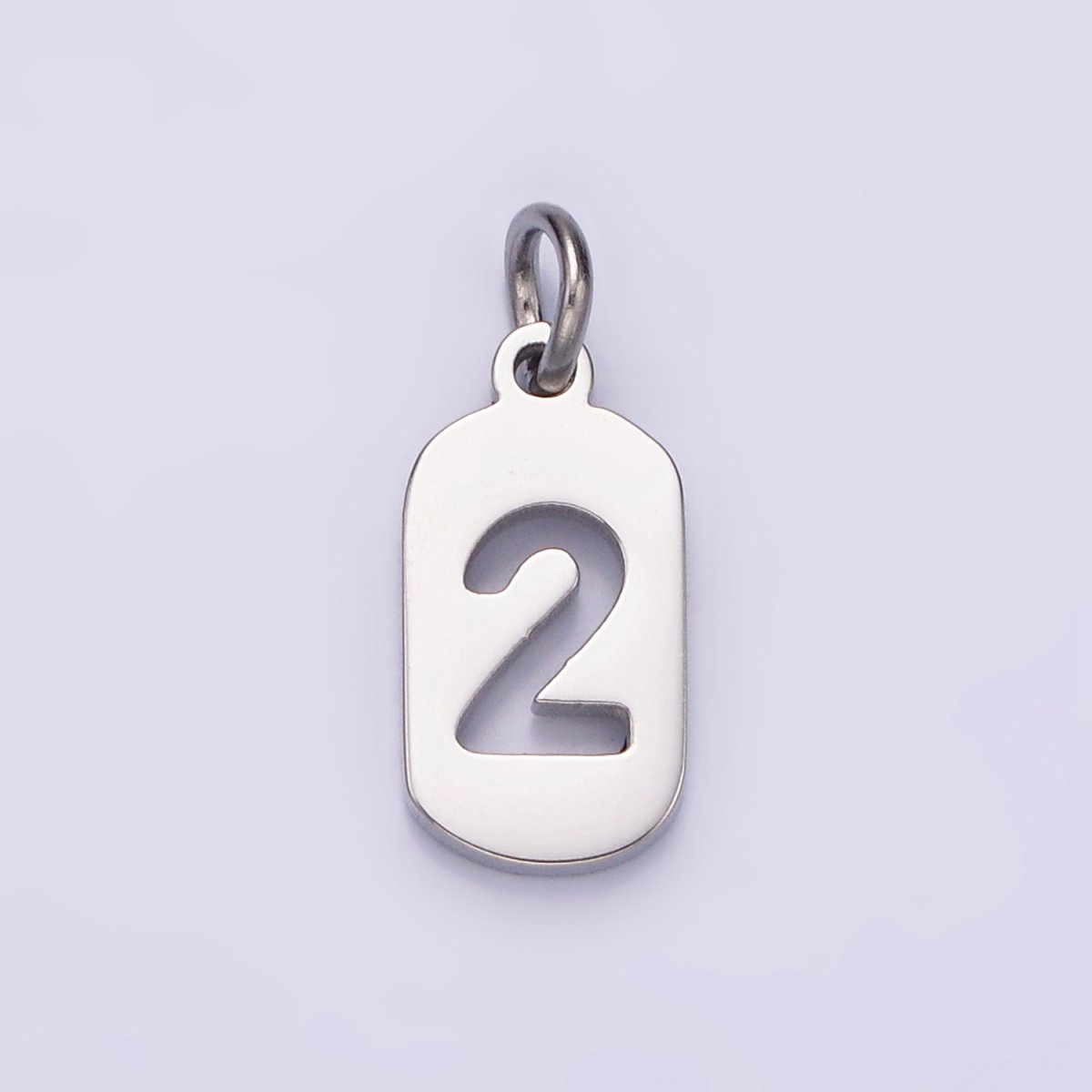 Stainless Steel 13.5mm Number 0-9 Open Script Mini Tag Add-On Silver Charm P-601-P-610