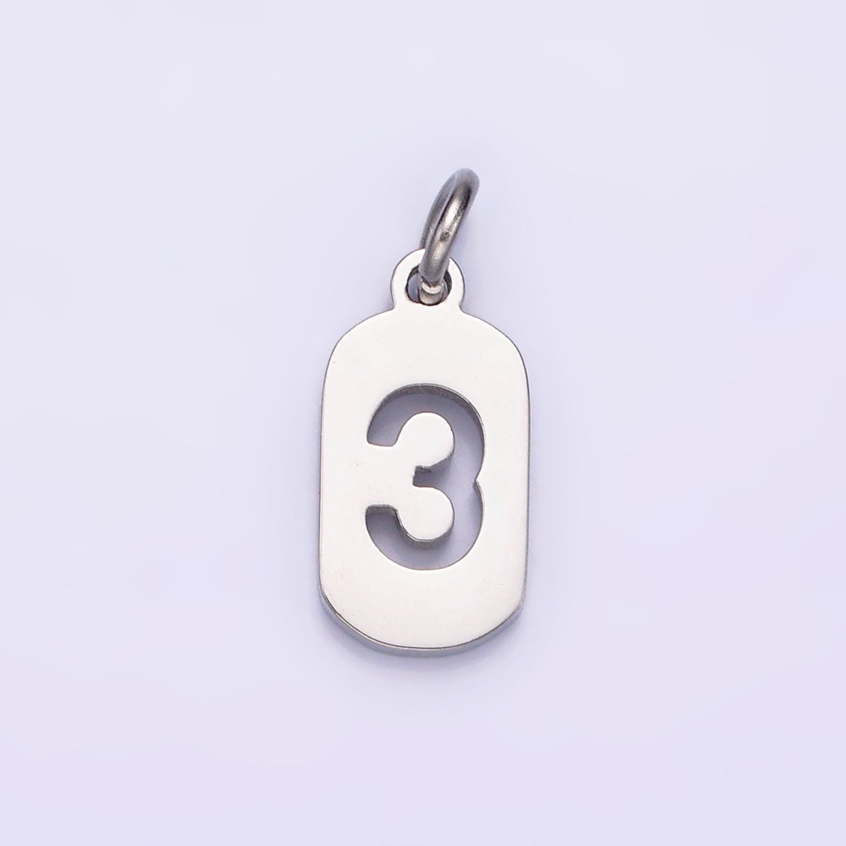 Stainless Steel 13.5mm Number 0-9 Open Script Mini Tag Add-On Silver Charm P-601-P-610