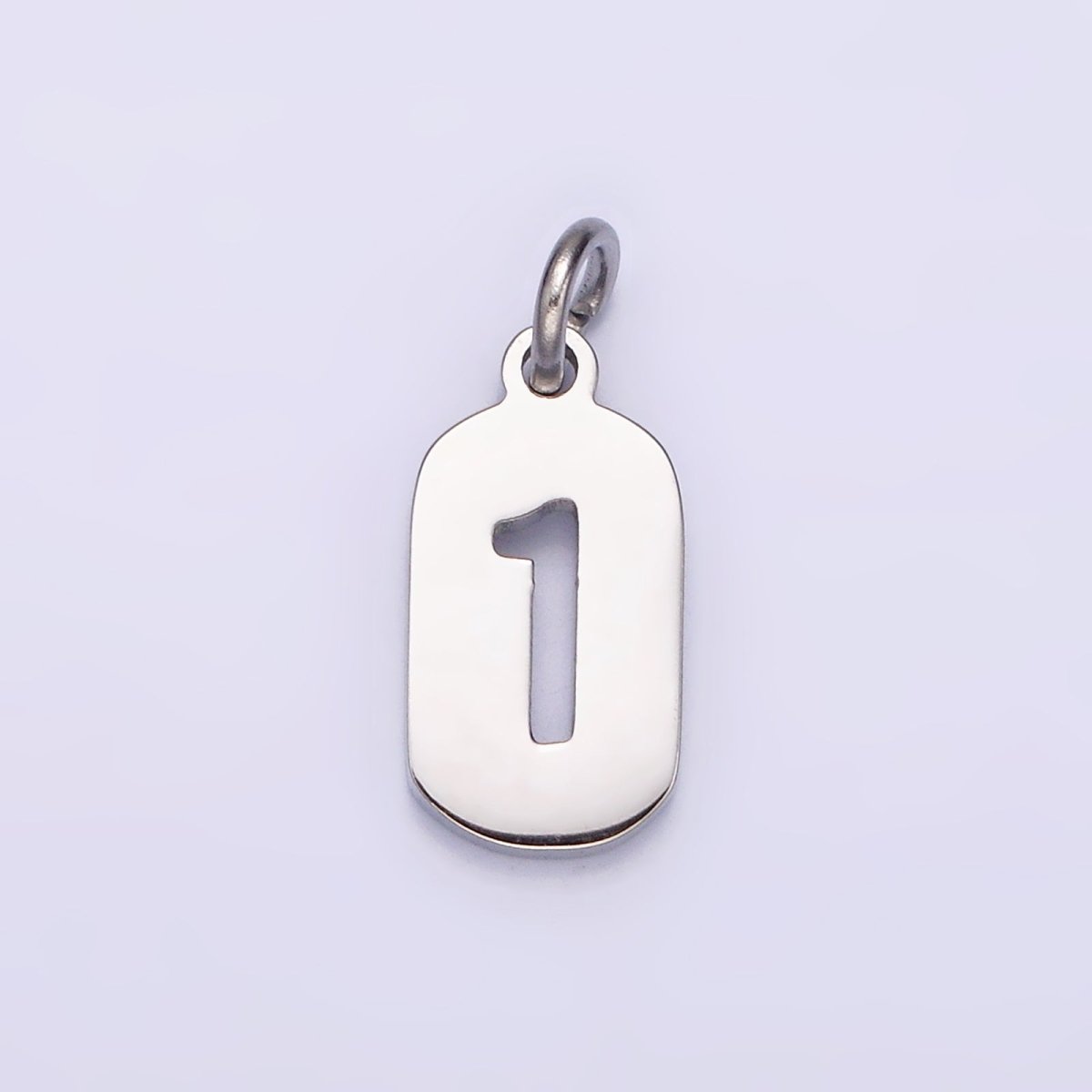 Stainless Steel 13.5mm Number 0-9 Open Script Mini Tag Add-On Silver Charm P-601-P-610