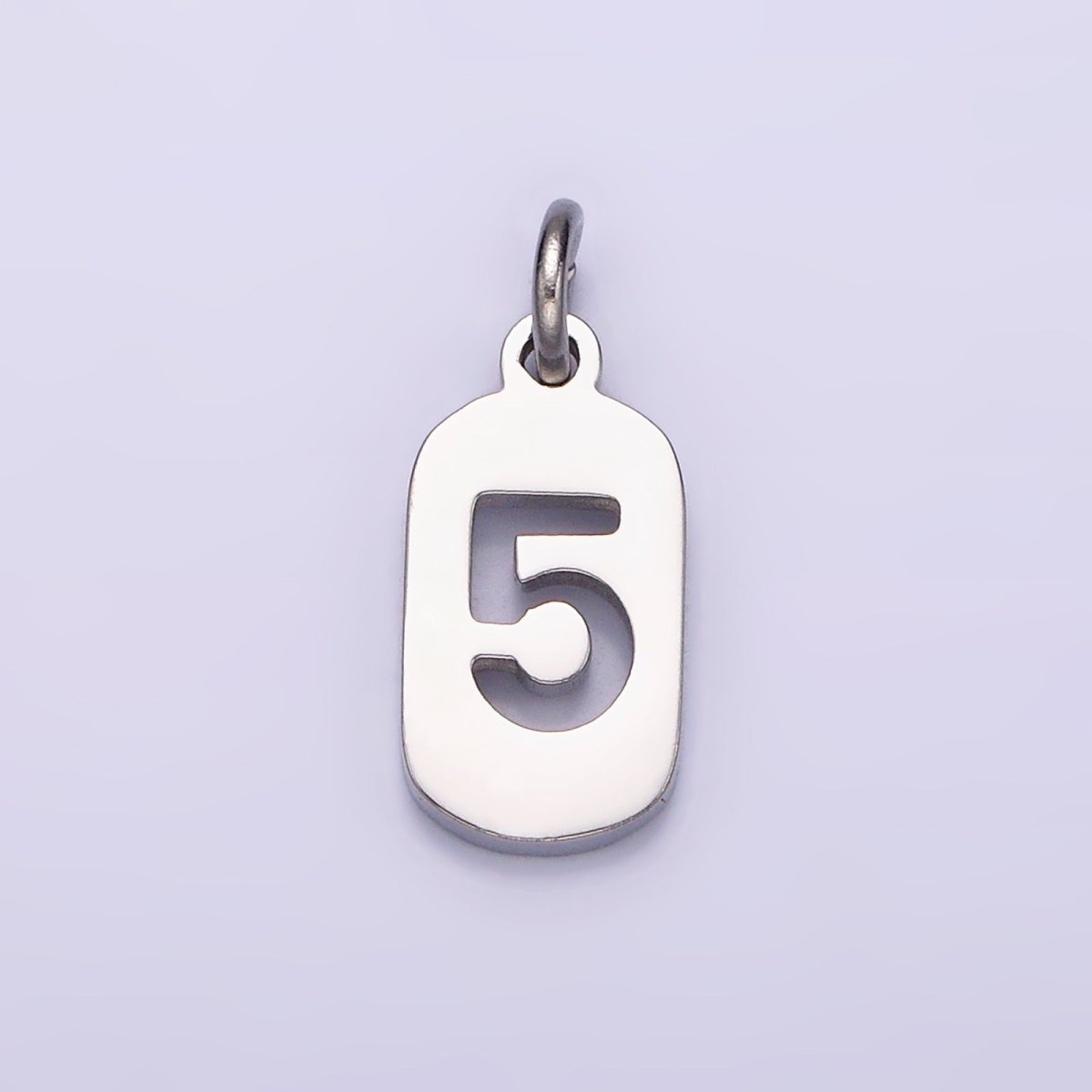 Stainless Steel 13.5mm Number 0-9 Open Script Mini Tag Add-On Silver Charm P-601-P-610
