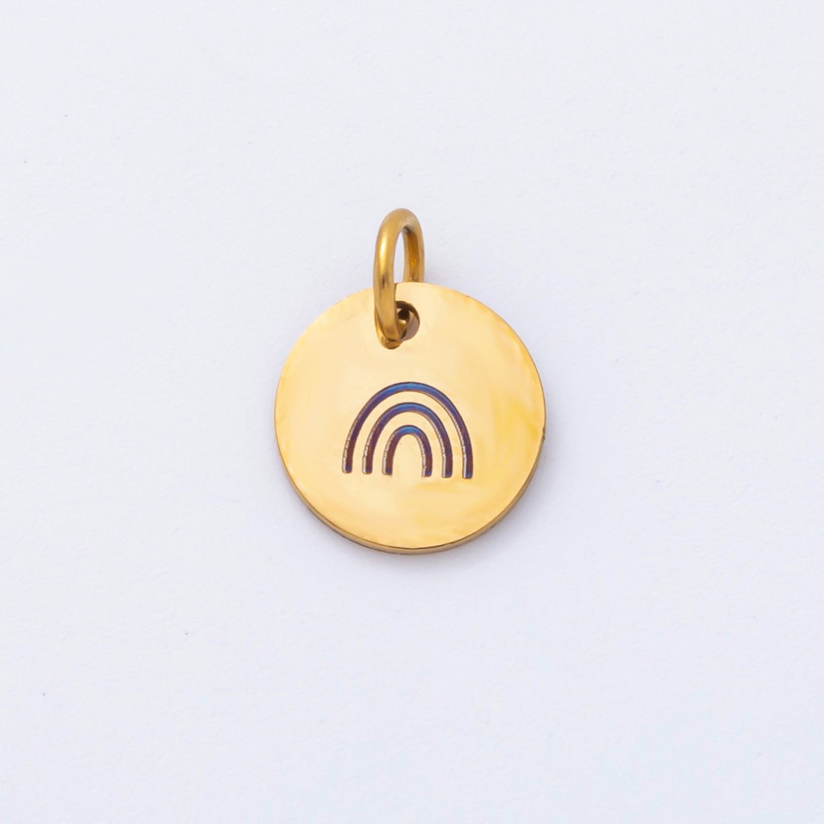 Stainless Steel 13mm Round Engrave Laser Charm in Mountain, Rainbow, Dog Paws & Palm Tree | AH-904 - AH-908