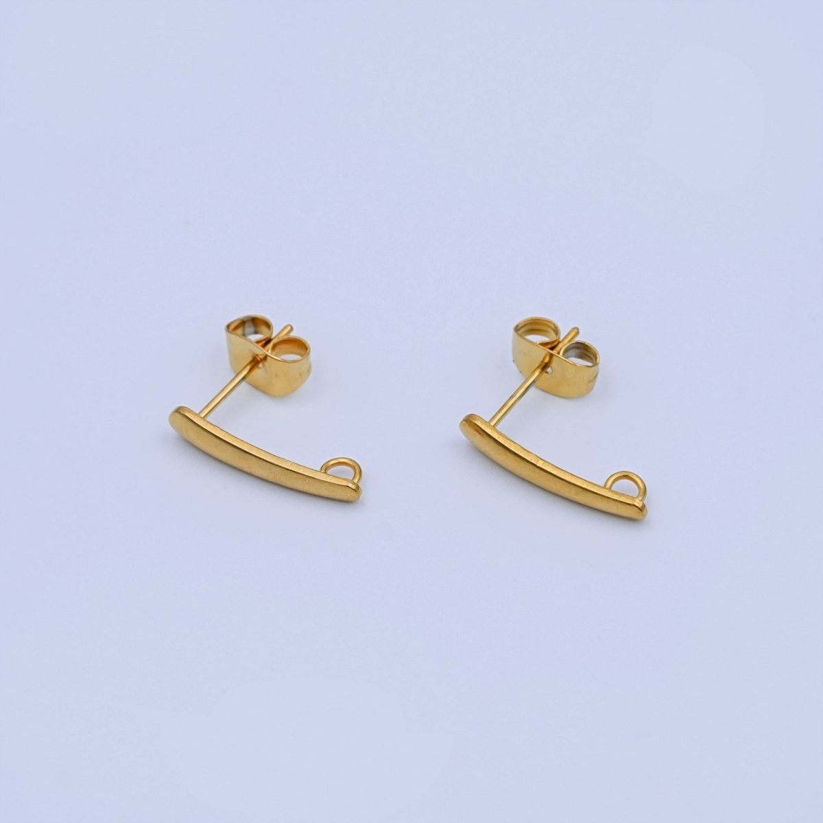 Stainless Steel 15mm Minimalist Linear Drop Stud Earring Findings | Z1158