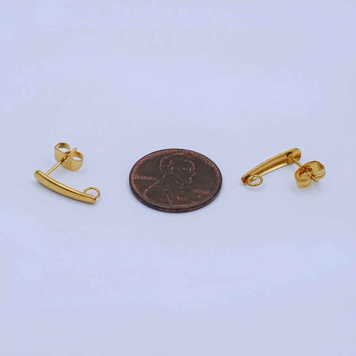 Stainless Steel 15mm Minimalist Linear Drop Stud Earring Findings | Z1159