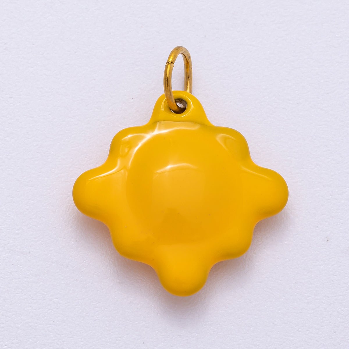 Stainless Steel 18mm Yellow Cheese Crackers Rhombus Enamel Charm | Charms-00501