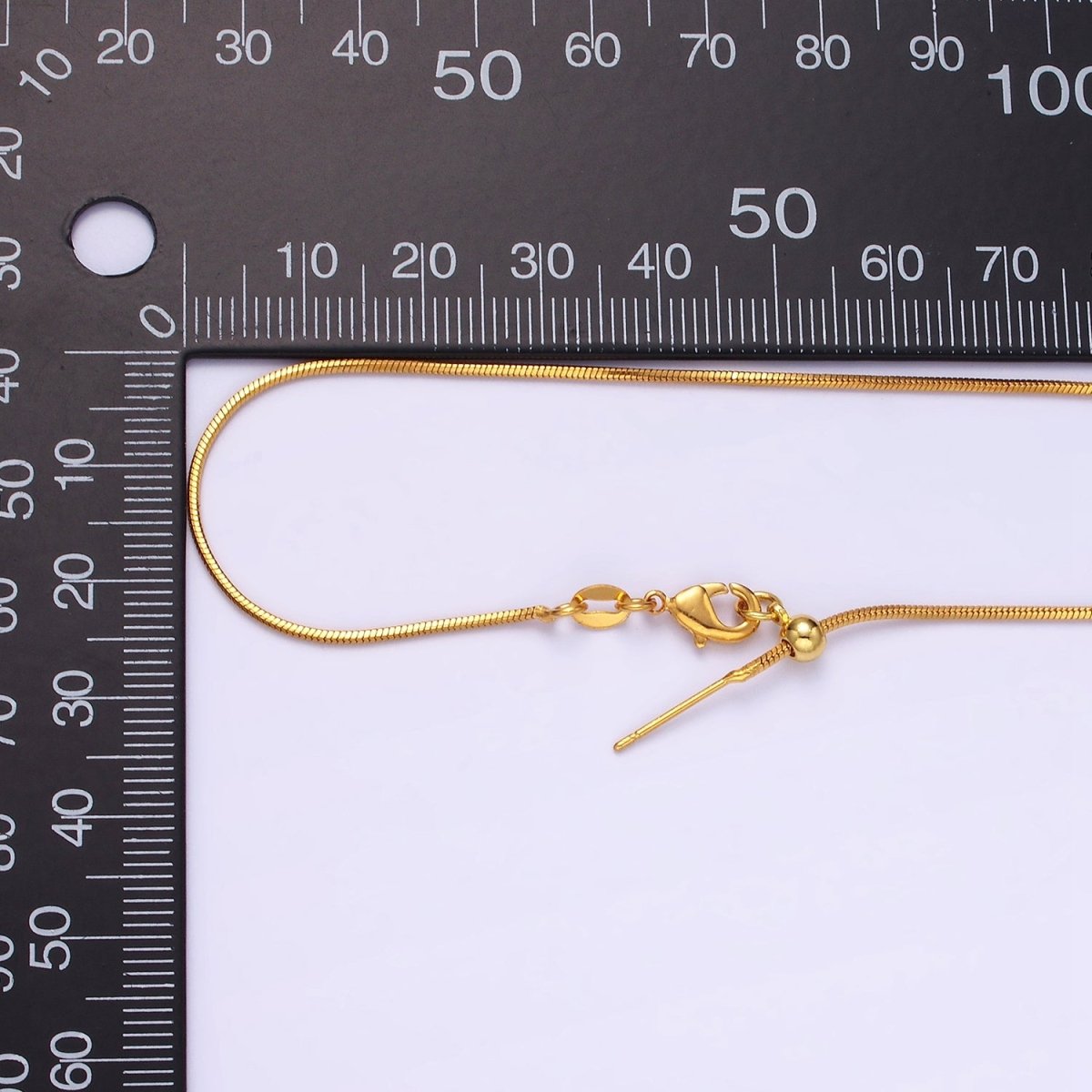 Stainless Steel 1mm Snake Chain 17.5 Inch Slider Needle Necklace | WA-2425
