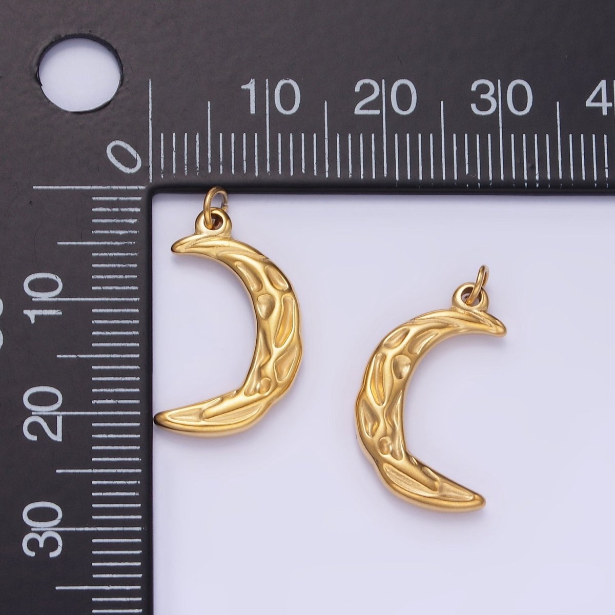 Stainless Steel 20mm Hammered Crescent Moon Minimalist Charm | P967