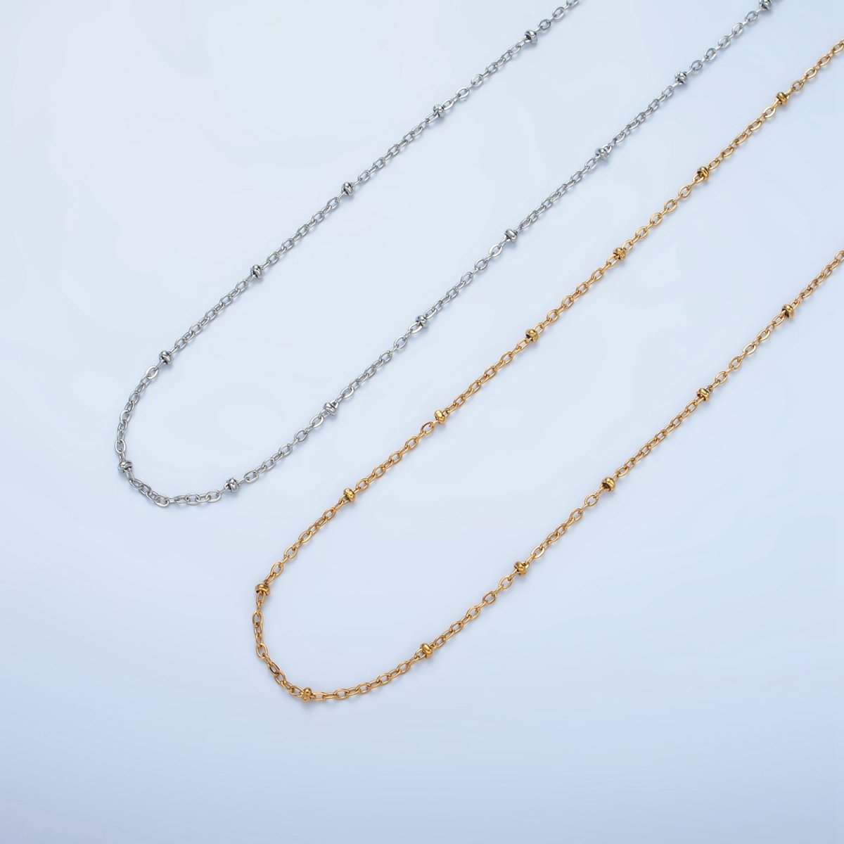 24K Stainless Steel 2mm Satellite Cable Chain 20 Inch Necklace in Gold & Silver | WA-2610 WA-2611
