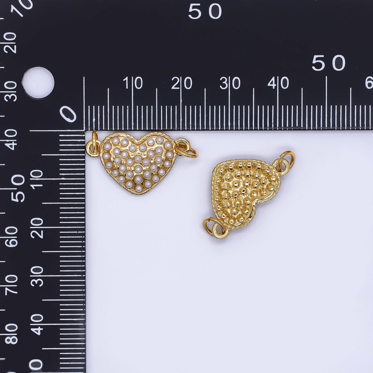 Stainless Steel 22mm Shell Pearl Hammered Chunky Heart Charm Connector | Y056