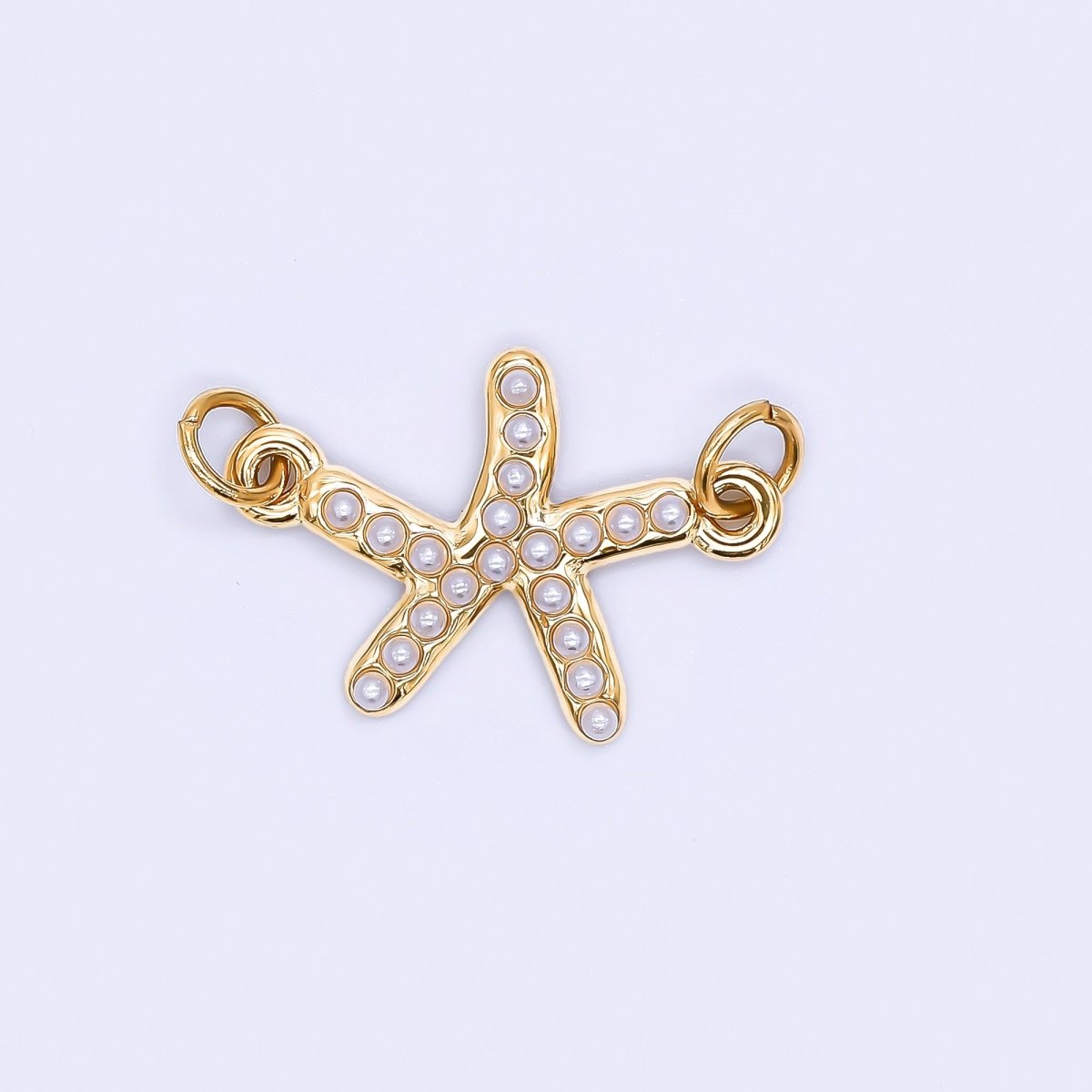 Stainless Steel 22mm Shell Pearl Tiny Starfish Charm Connector | Y058