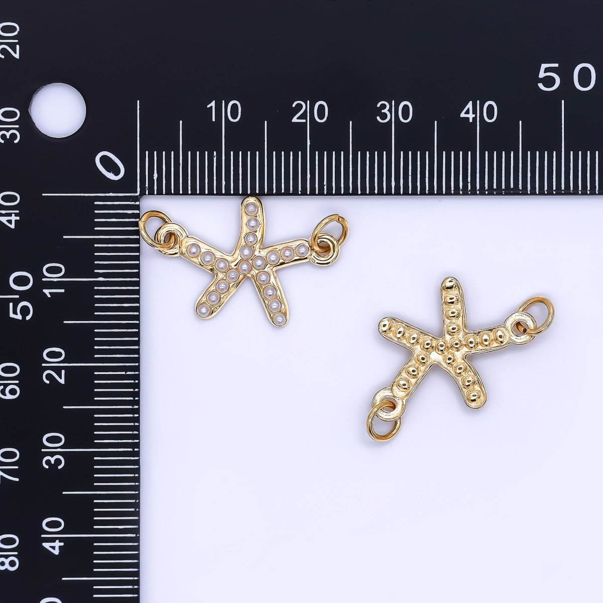 Stainless Steel 22mm Shell Pearl Tiny Starfish Charm Connector | Y058