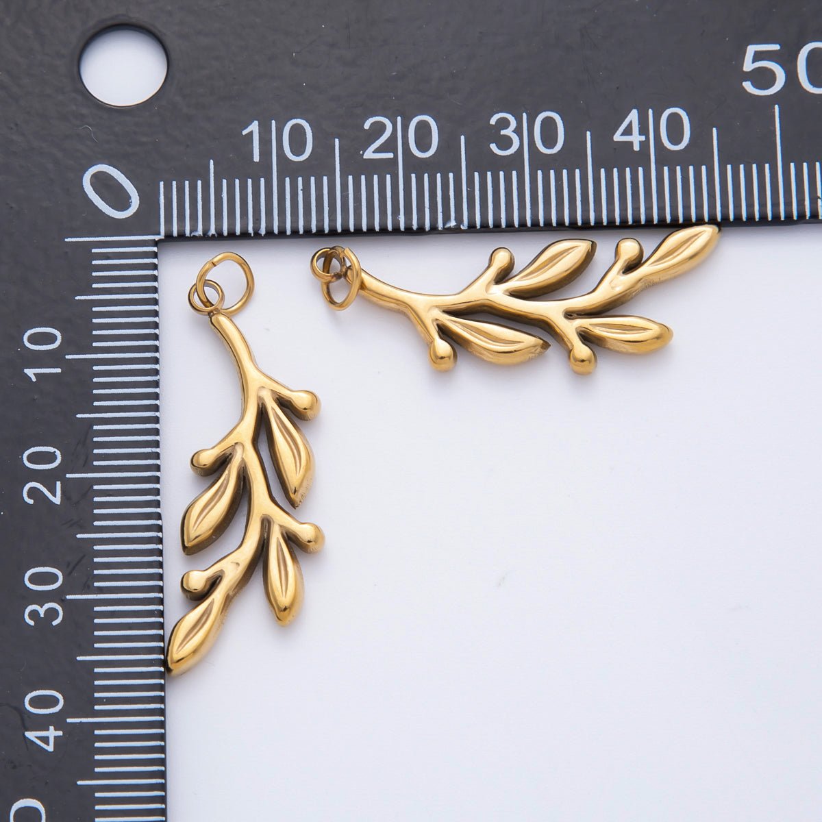 Stainless Steel 26mm Olive Branch Foliage Leaf Plant Minimalist Charm | C-110