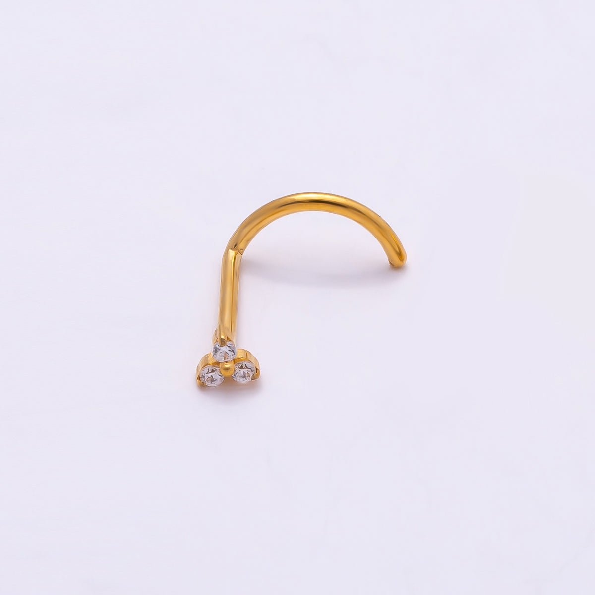 Titanium 2mm Clear CZ Flower Cartilage Nose Single Piercing Stud in Gold & Silver | BJ-00037 BJ-00038