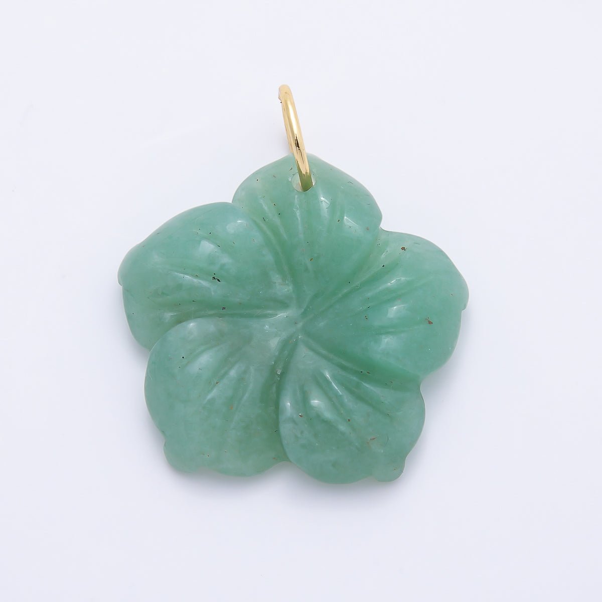 Stainless Steel 30mm White Quartz, Aventurine, Rose Quartz Gemstone Flower Charm | Charms-01425