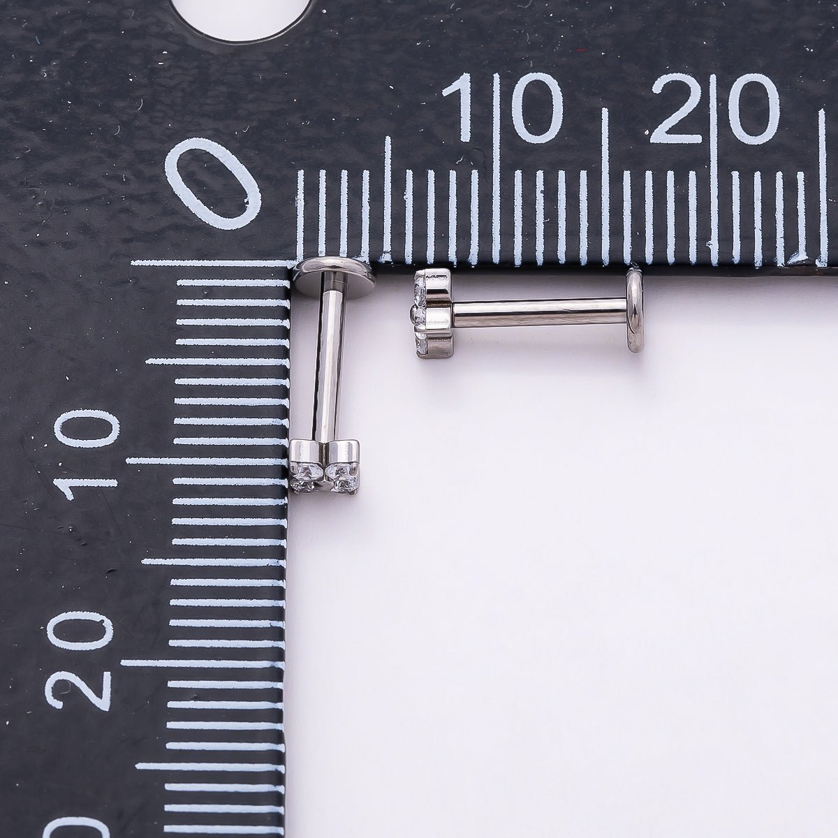 Titanium 3.3mm Clear CZ Flower Single Cartilage Piercing Flat Back Stud | BJ-00027