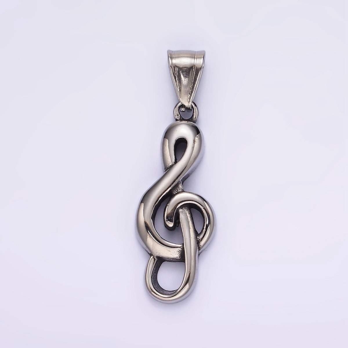 Stainless Steel 40mm Treble Clef Music Note Minimalist Pendant | P1190
