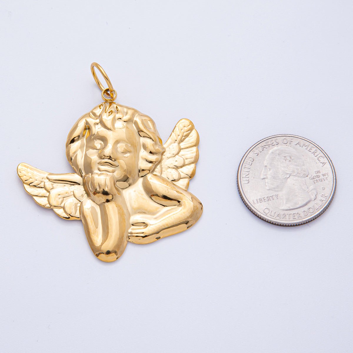 Stainless Steel 41.5mm Cherub Baby Angel Statement Charm | J906
