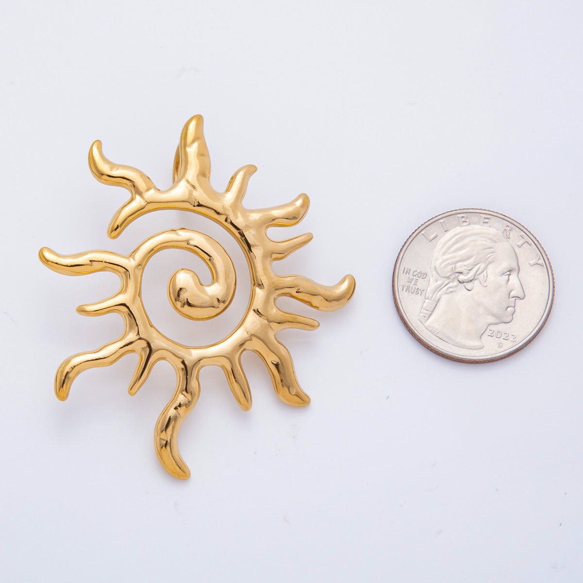 Stainless Steel 54mm Boho Celestial Tribal Sun Charm | AH-929