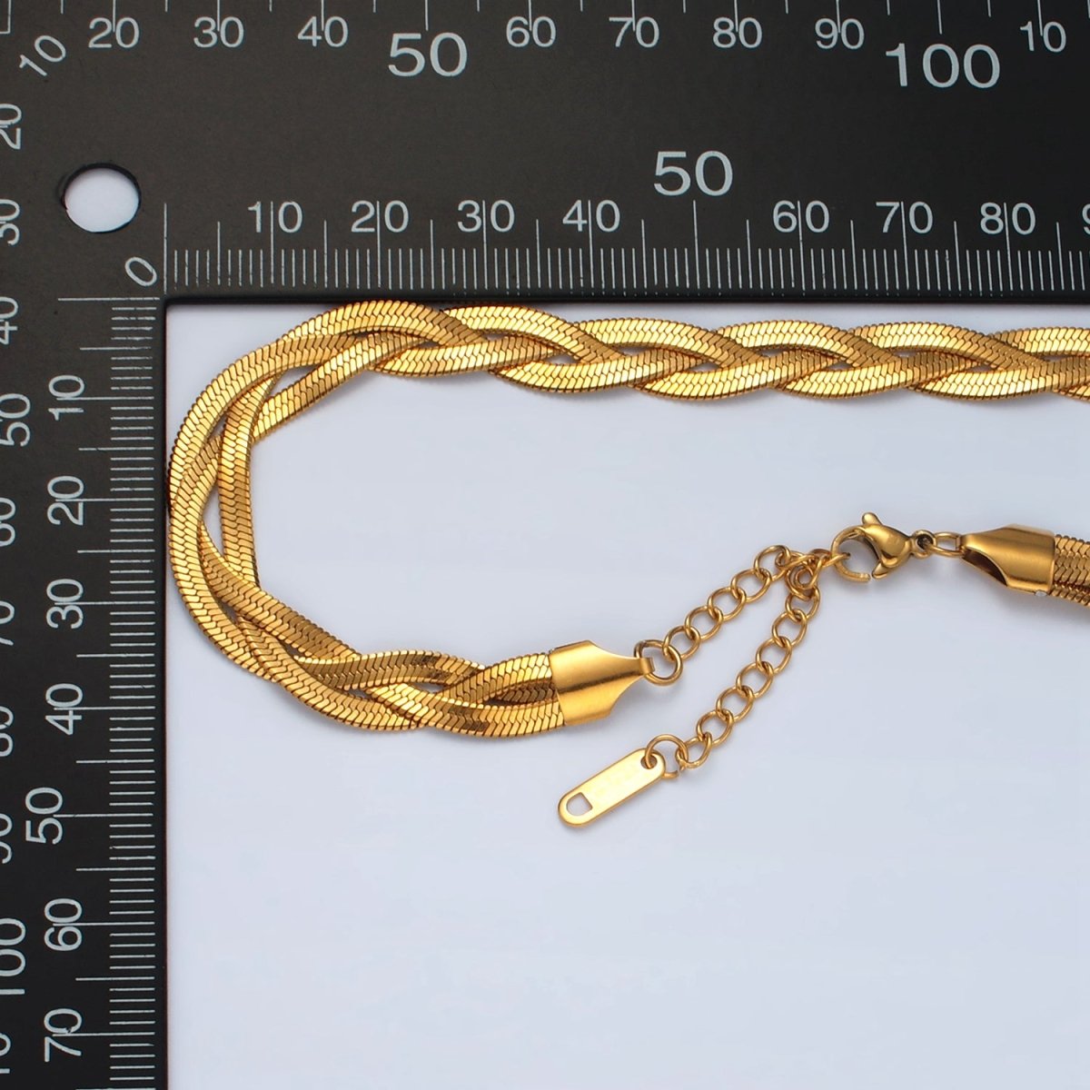 Stainless Steel 7.6mm Triple Herringbone Chain Necklace in Gold, Silver, Mixed Metal | WA-2530 ~ WA-2532