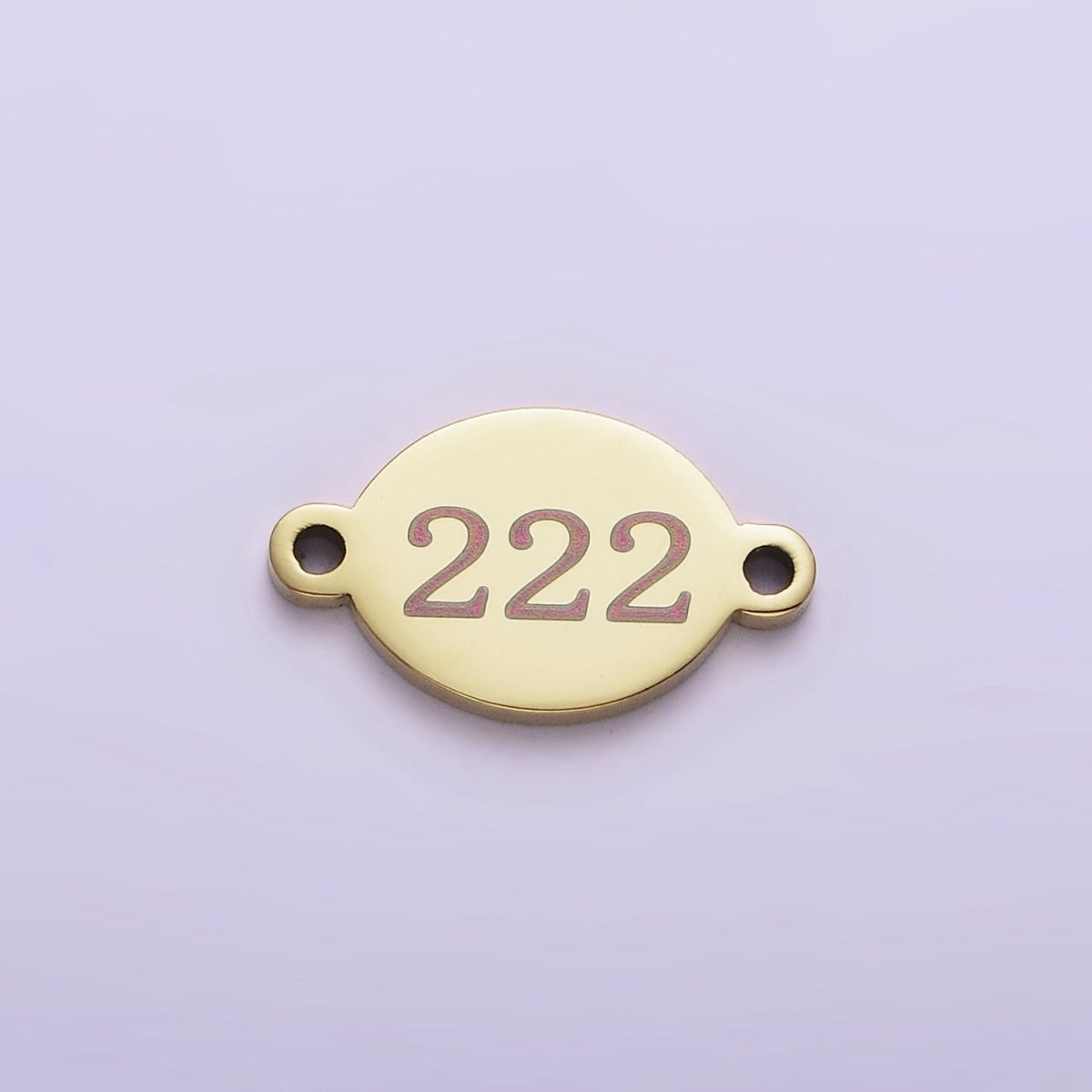 Stainless Steel 8mm Angel Number Numerology Engraved Oval Gold Connector | G672 - G681