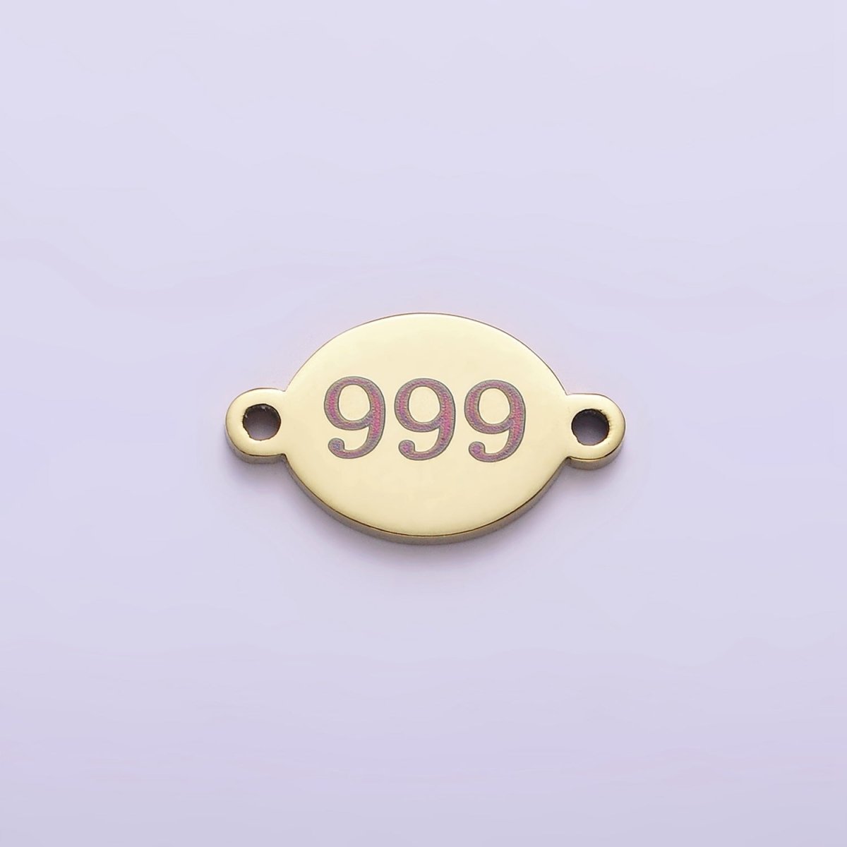 Stainless Steel 8mm Angel Number Numerology Engraved Oval Gold Connector | G672 - G681