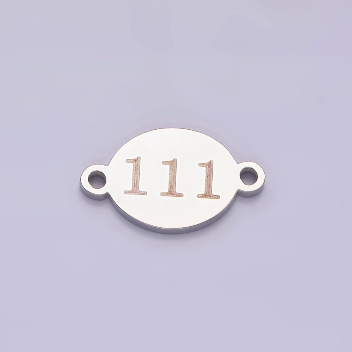 Stainless Steel 8mm Angel Number Numerology Engraved Oval Silver Connector G-684-G-693