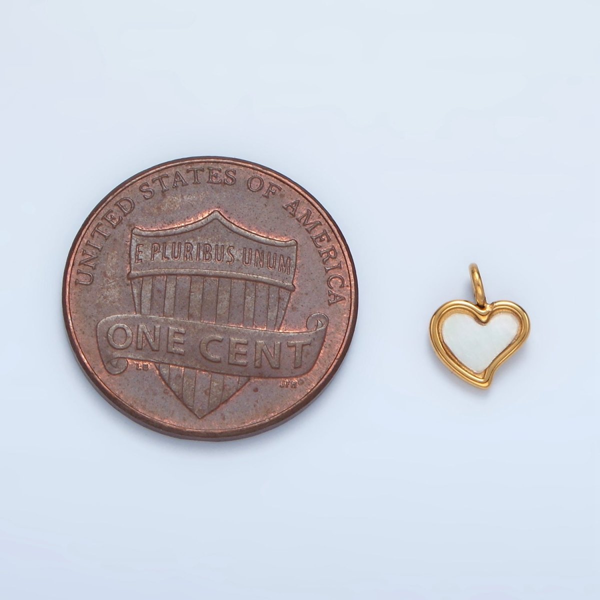 Stainless Steel 9mm Shell Pearl Bezel Mini Heart Charm | P709