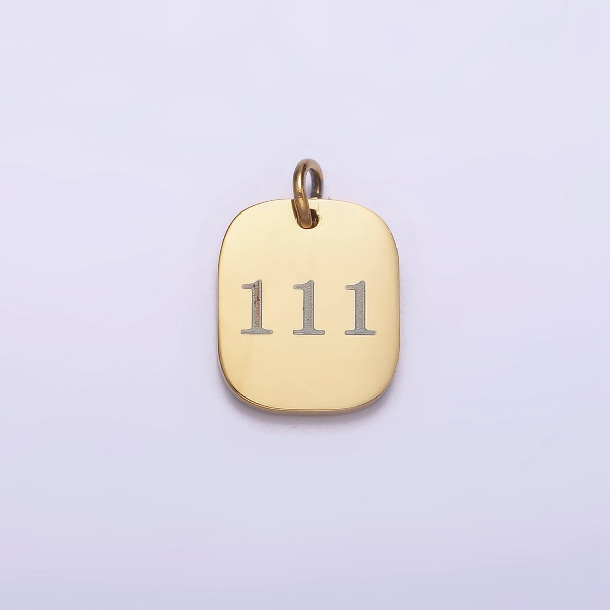 Stainless Steel Angel Number Numerology Engraved 14mm Gold Charm P-570-P-578