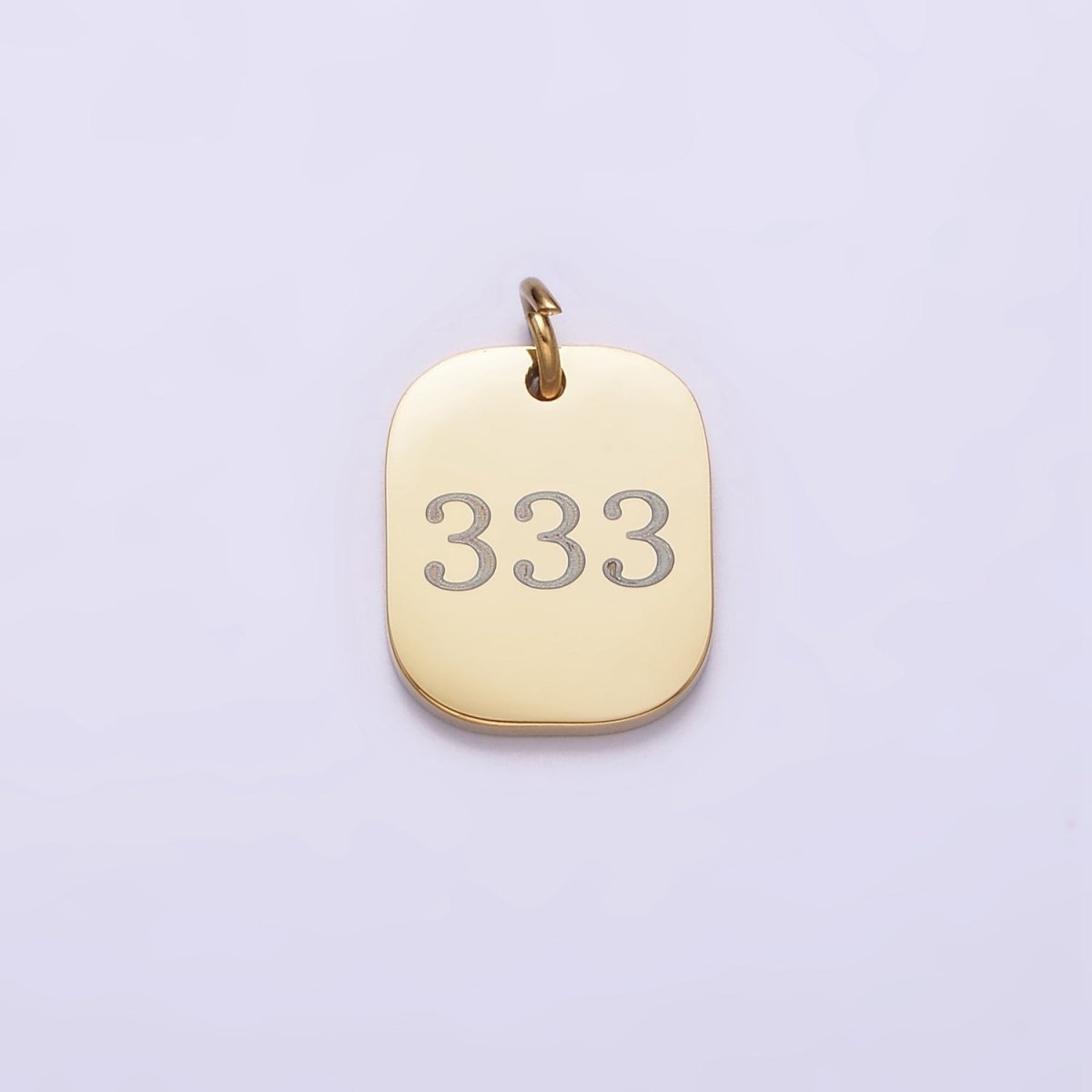 Stainless Steel Angel Number Numerology Engraved 14mm Gold Charm P-570-P-578