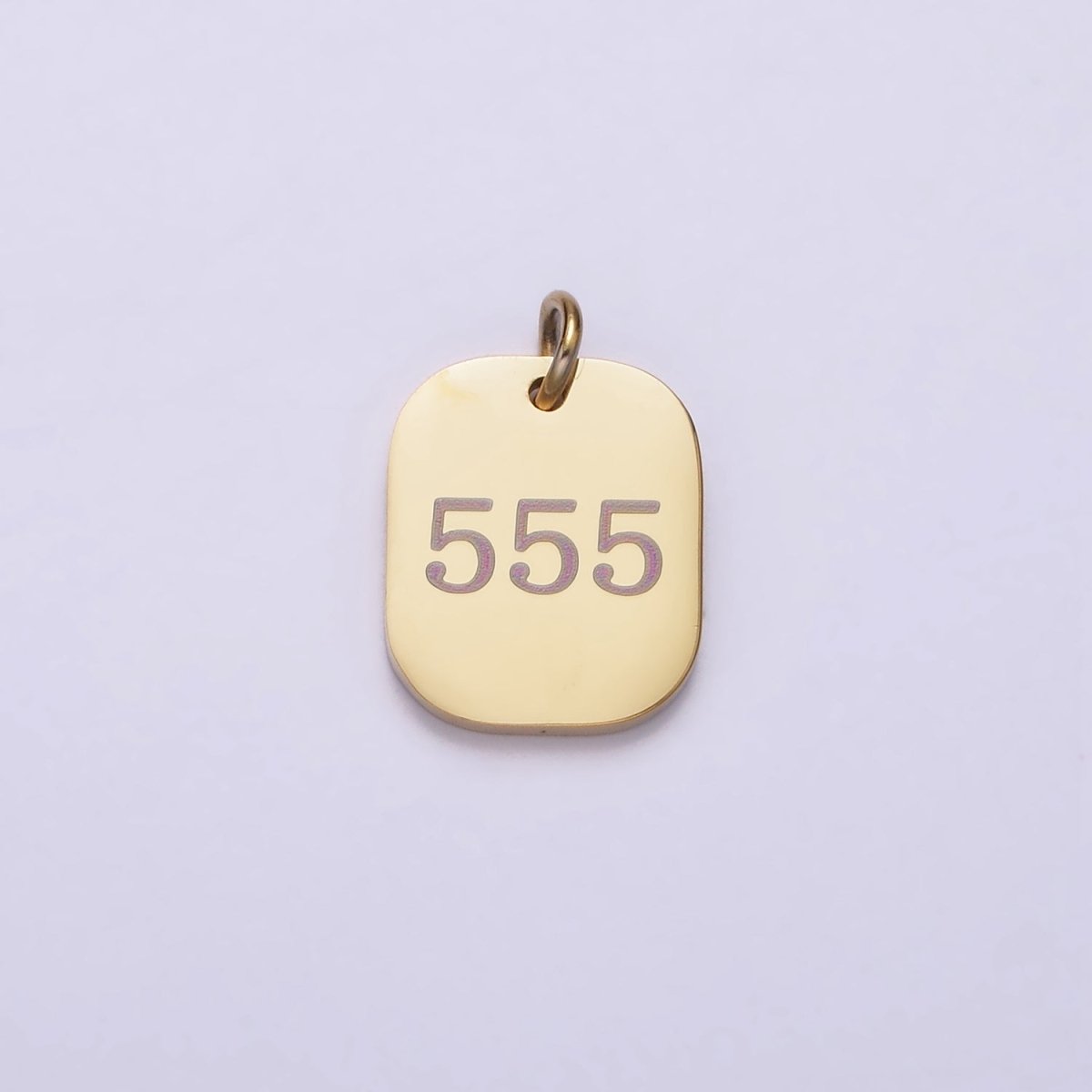 Stainless Steel Angel Number Numerology Engraved 14mm Gold Charm P-570-P-578