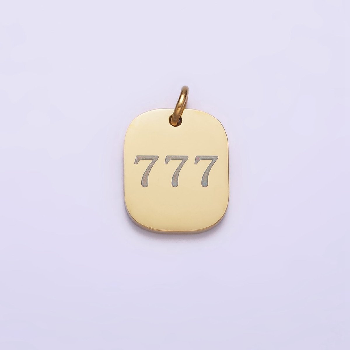 Stainless Steel Angel Number Numerology Engraved 14mm Gold Charm P-570-P-578