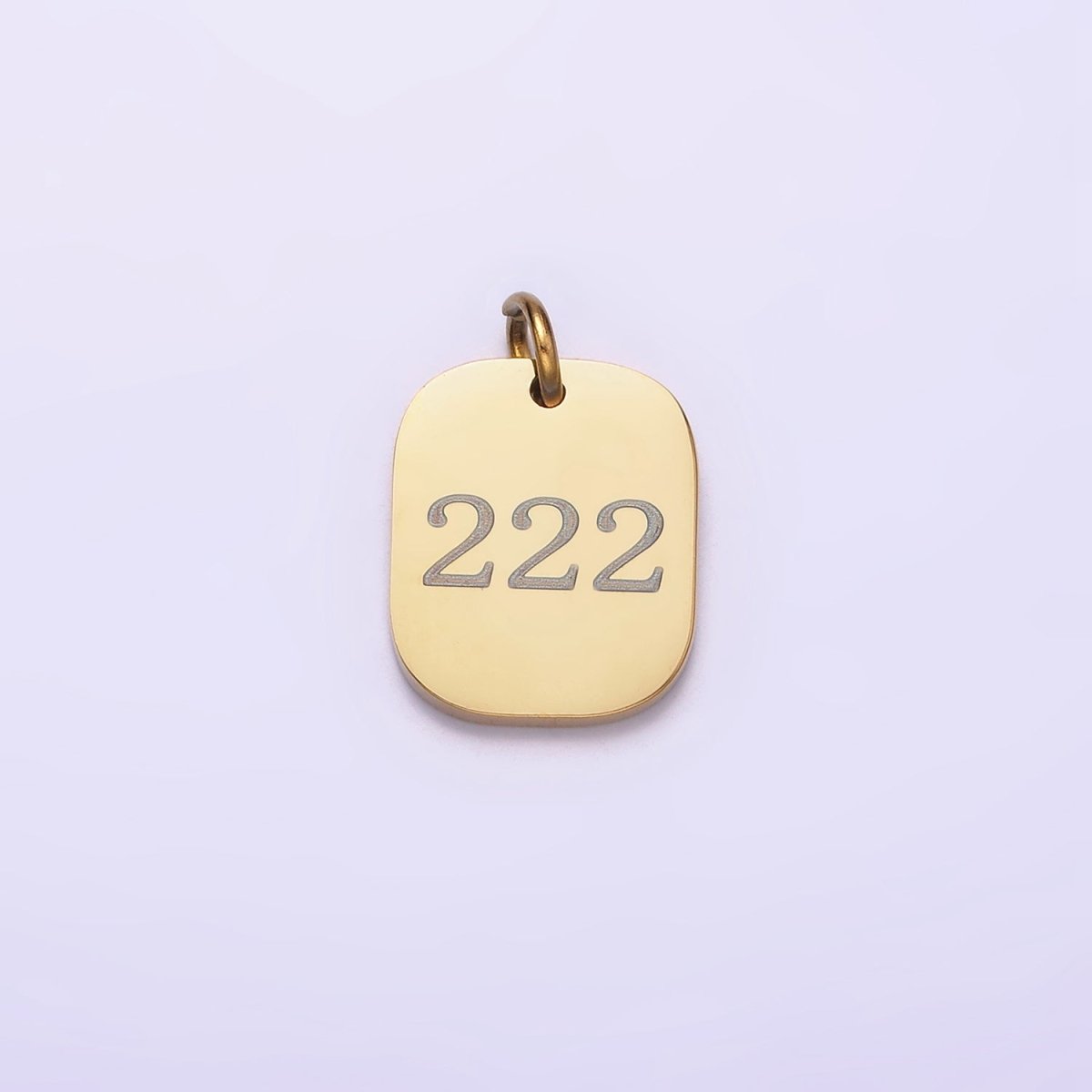 Stainless Steel Angel Number Numerology Engraved 14mm Gold Charm P-570-P-578