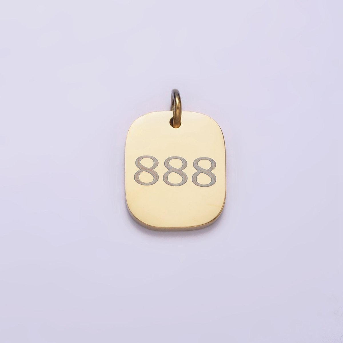 Stainless Steel Angel Number Numerology Engraved 14mm Gold Charm P-570-P-578