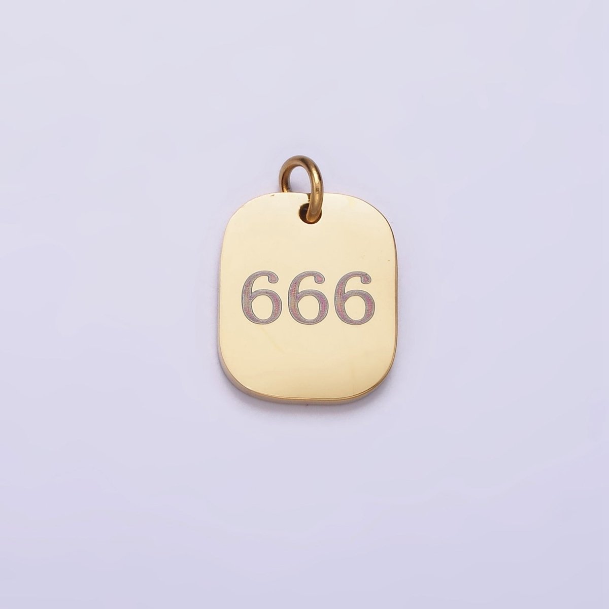 Stainless Steel Angel Number Numerology Engraved 14mm Gold Charm P-570-P-578