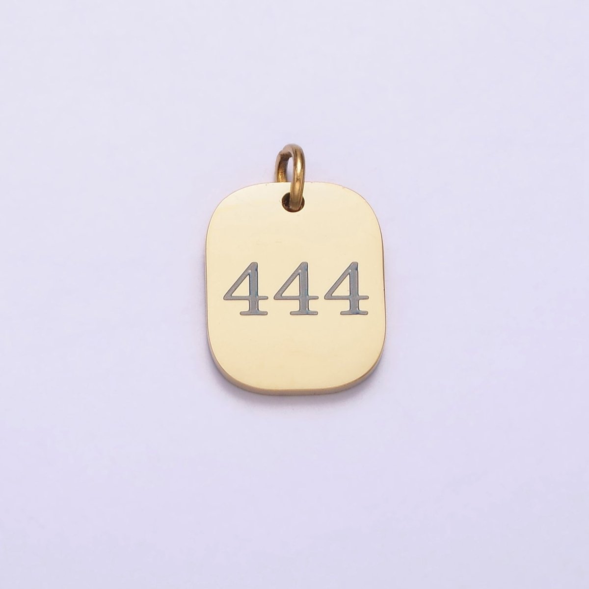Stainless Steel Angel Number Numerology Engraved 14mm Gold Charm P-570-P-578