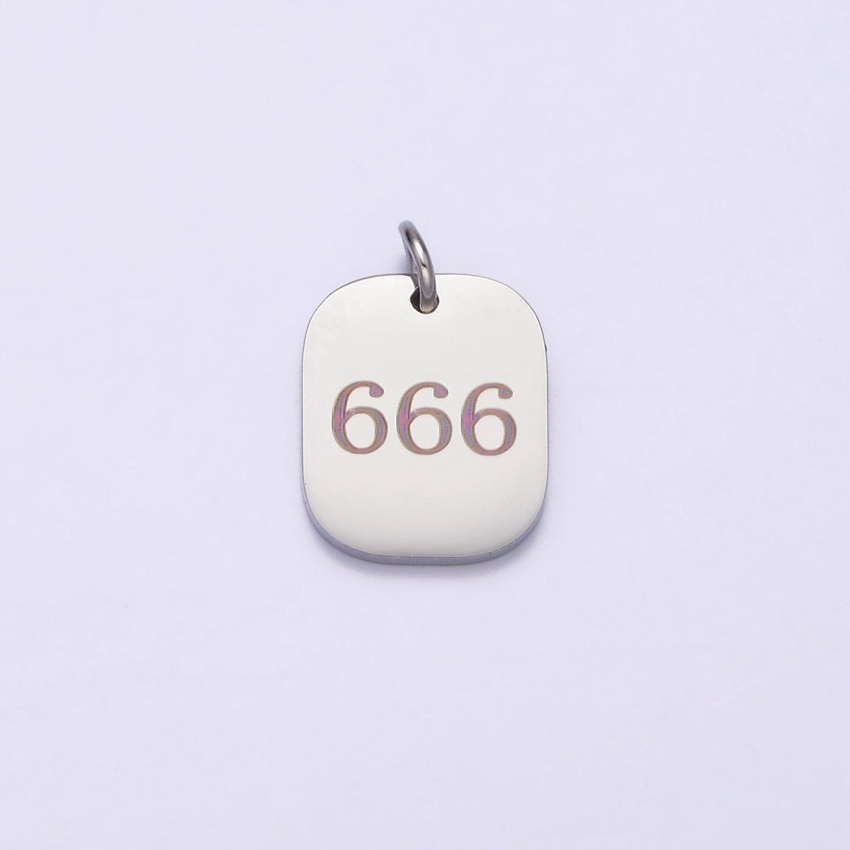 Stainless Steel Angel Number Numerology Engraved 14mm Silver Tag Charm P-579-P-587