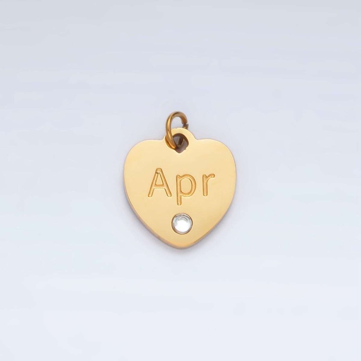 Stainless Steel 12mm Birthstone CZ Month Script Heart Charm | P-A1023-P-A1034