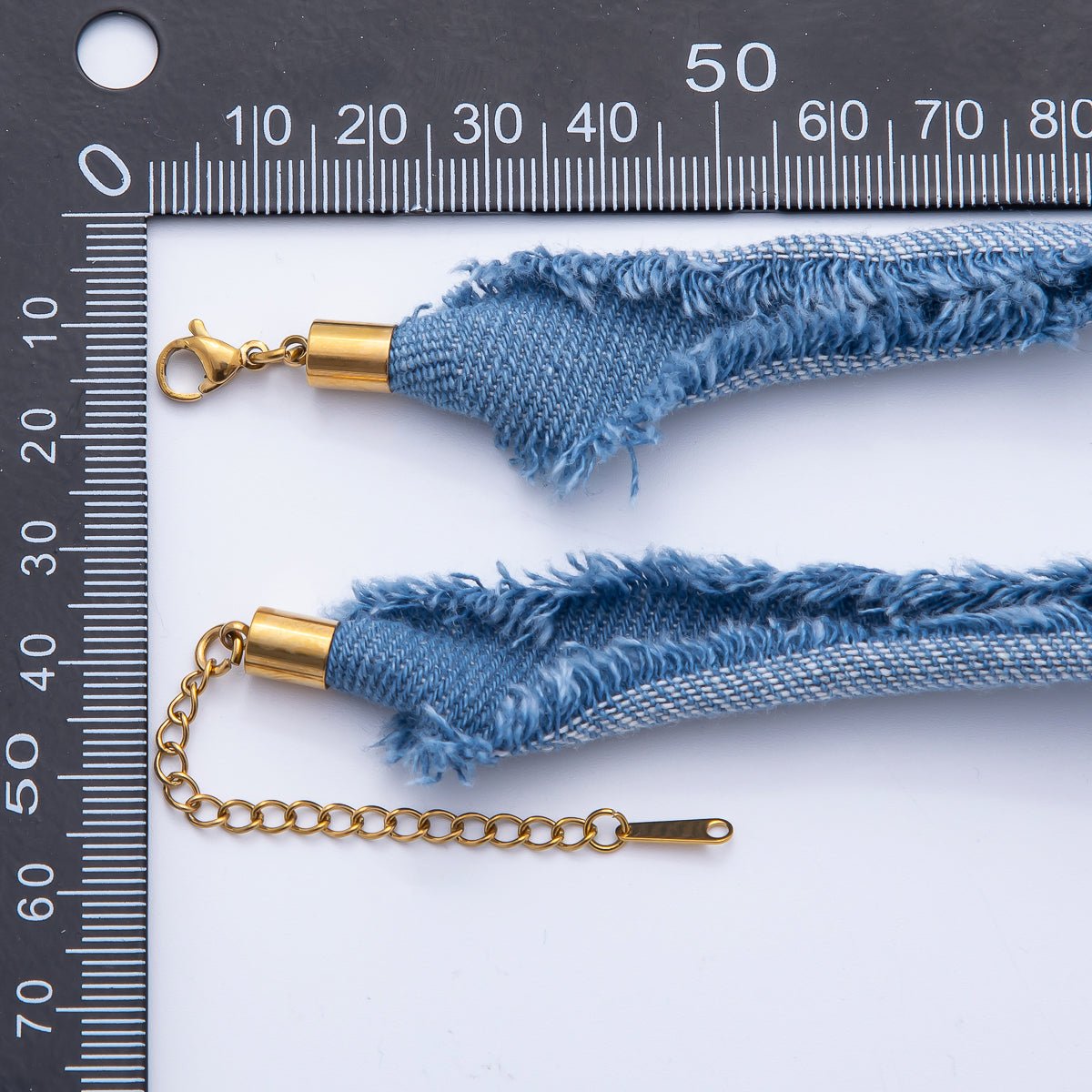 Stainless Steel Blue Denim Knot Handmade Scarf 19 Inch Necklace w. Extender | WA-1755 WA-1761 WA-1762