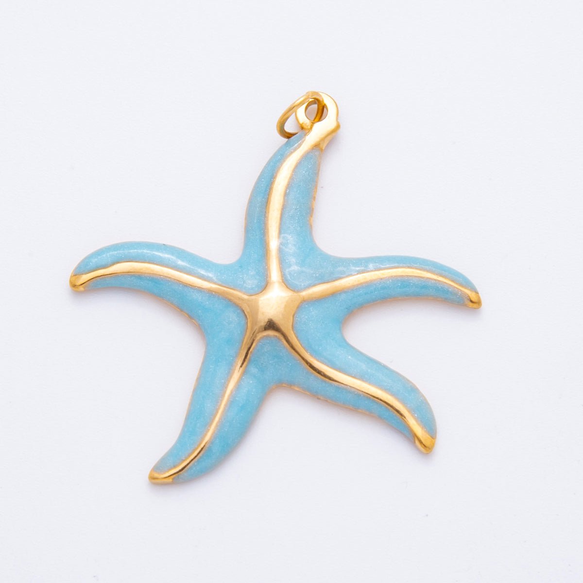 Stainless Steel Blue, Purple, Orange, Green Enamel Shell Pearl Starfish Charm | J493 J494