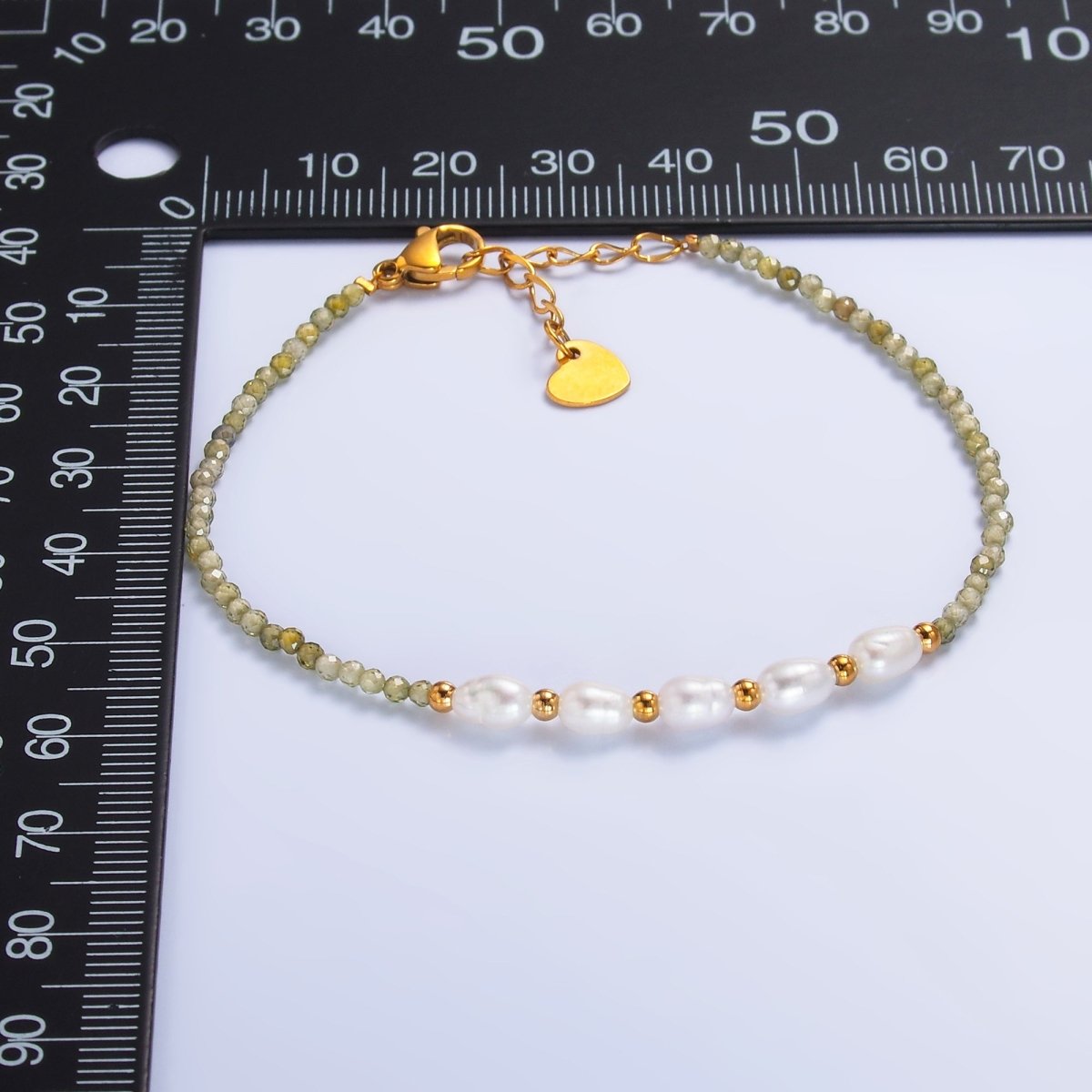 Stainless Steel Freshwater Pearl Multifaceted Crystal Gemstone 7 Inch Bracelet | WA-3132