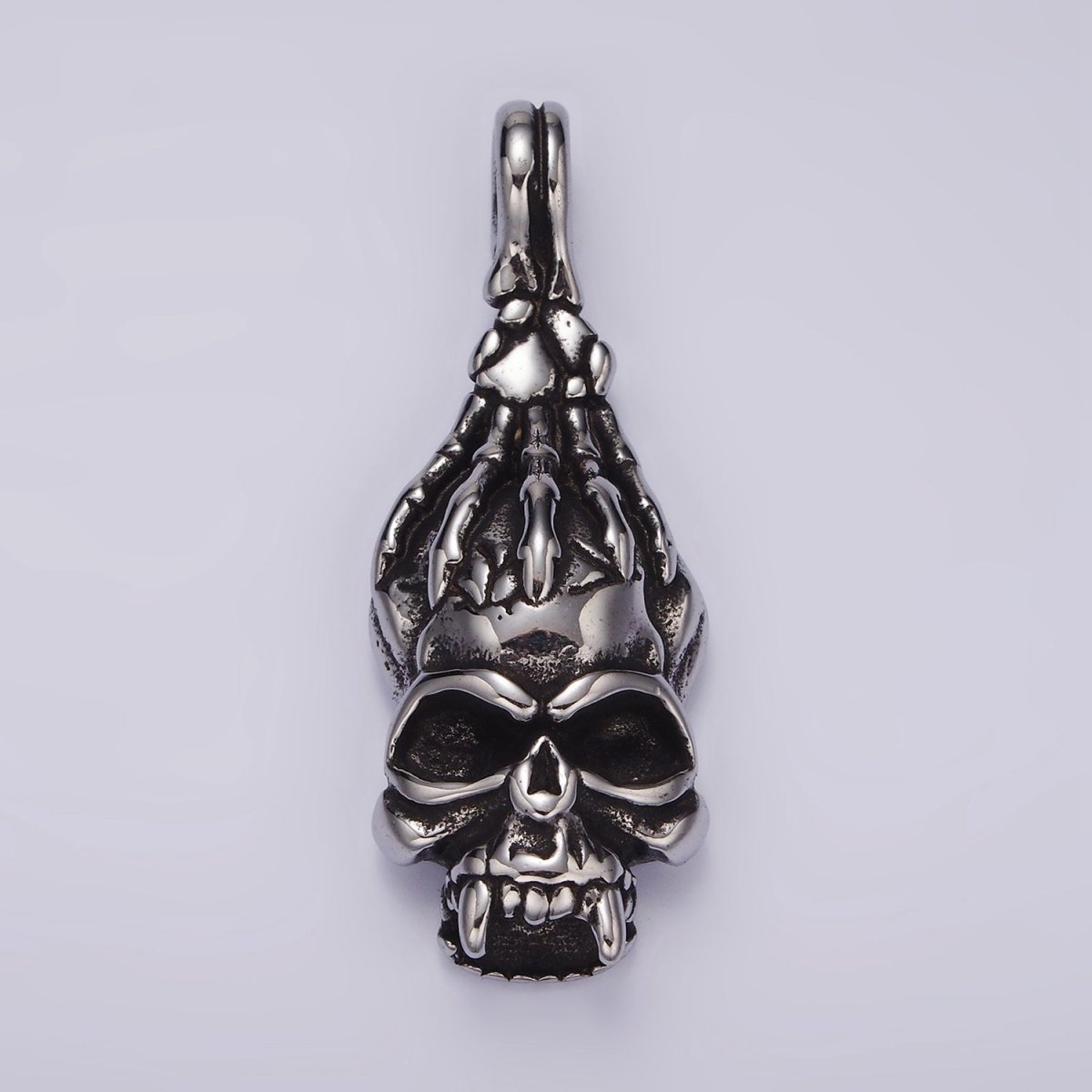 Stainless Steel Gold Human Hand Skeleton Skull Pendant Halloween Jewelry | P1361