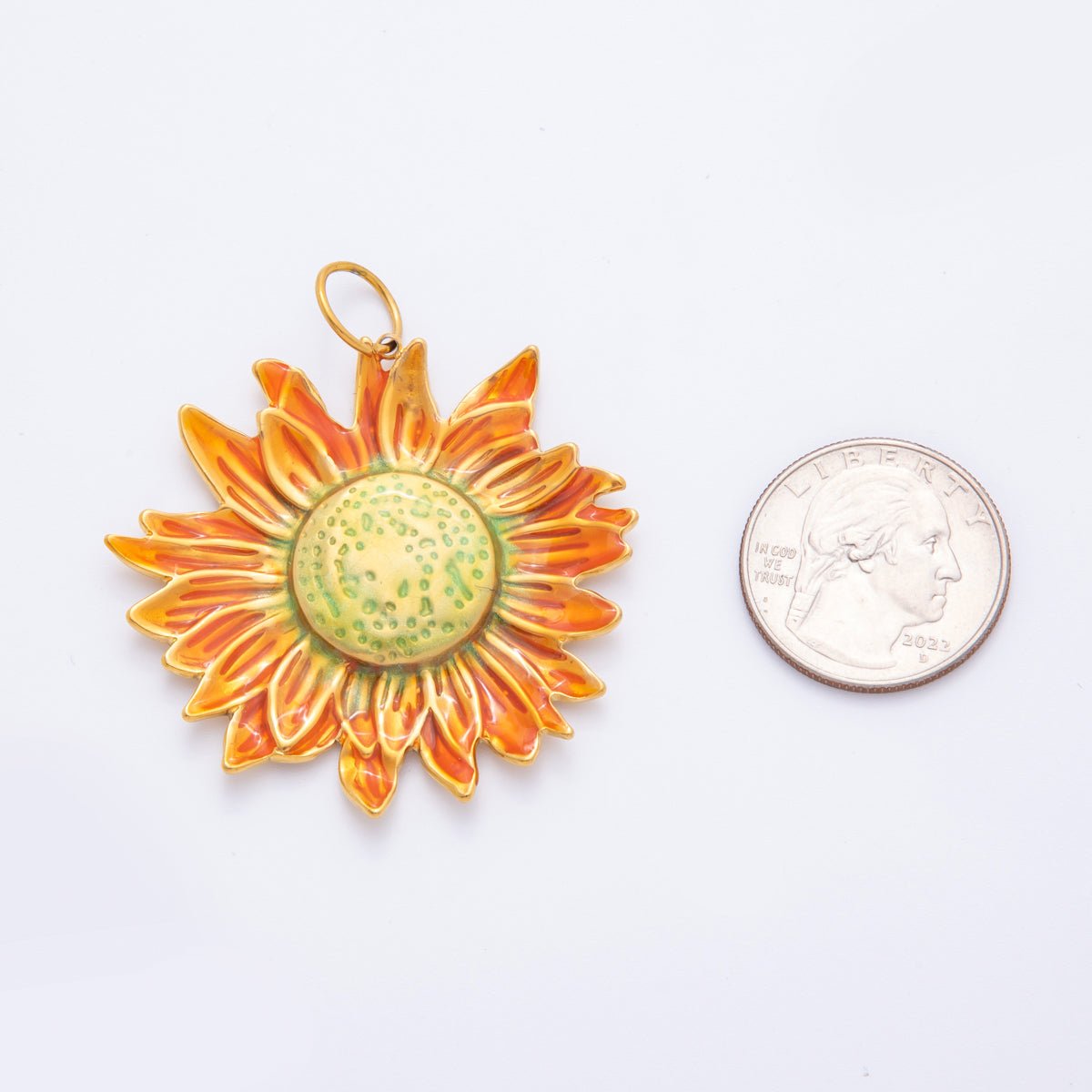 Stainless Steel Gradient Sunrise Sunflower Charm | J458