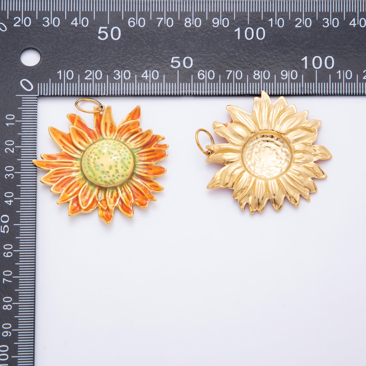 Stainless Steel Gradient Sunrise Sunflower Charm | J458