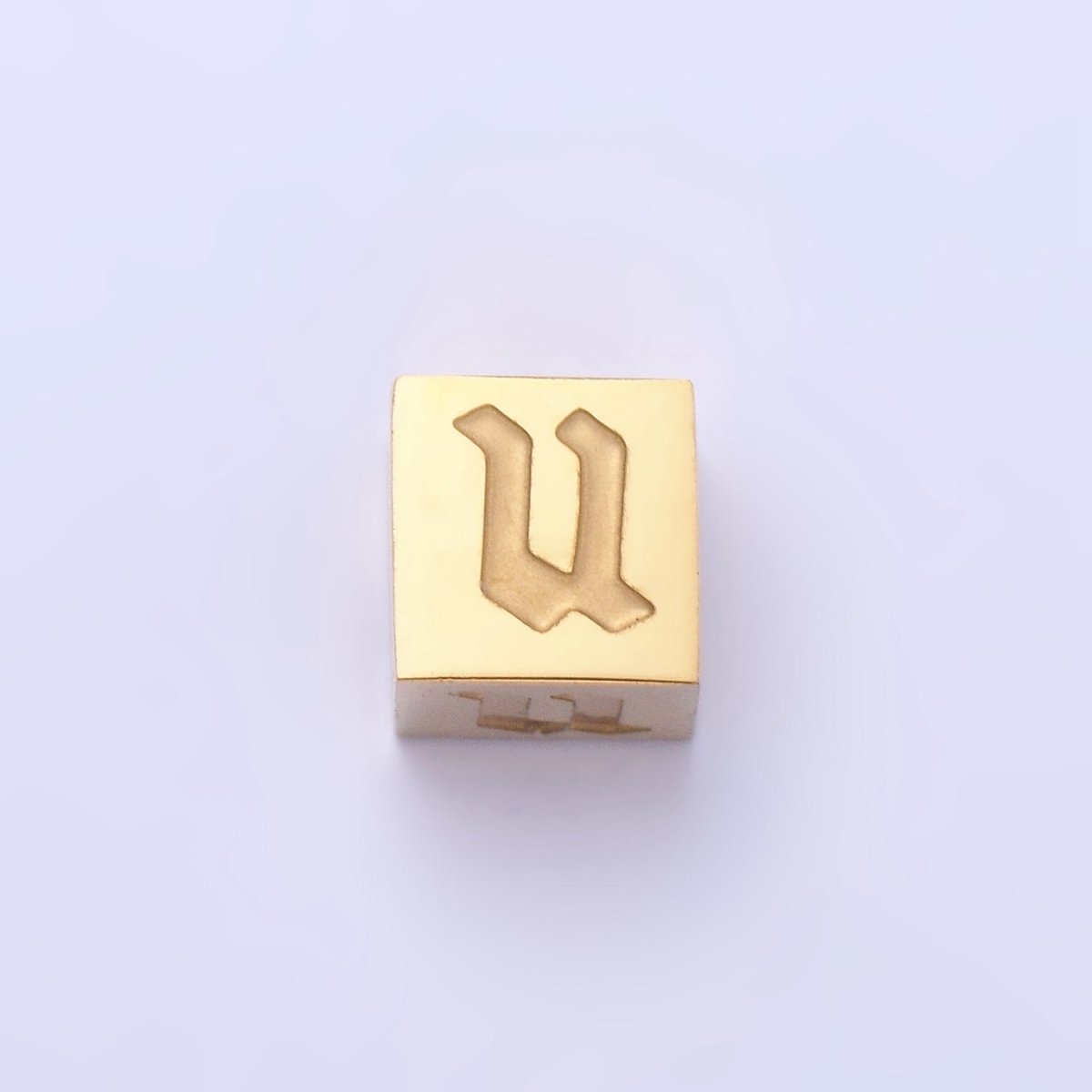 Stainless Steel Initial Letter A-Z Old English Gothic Alphabet Font 5mm Gold Bead | A-937-A-949