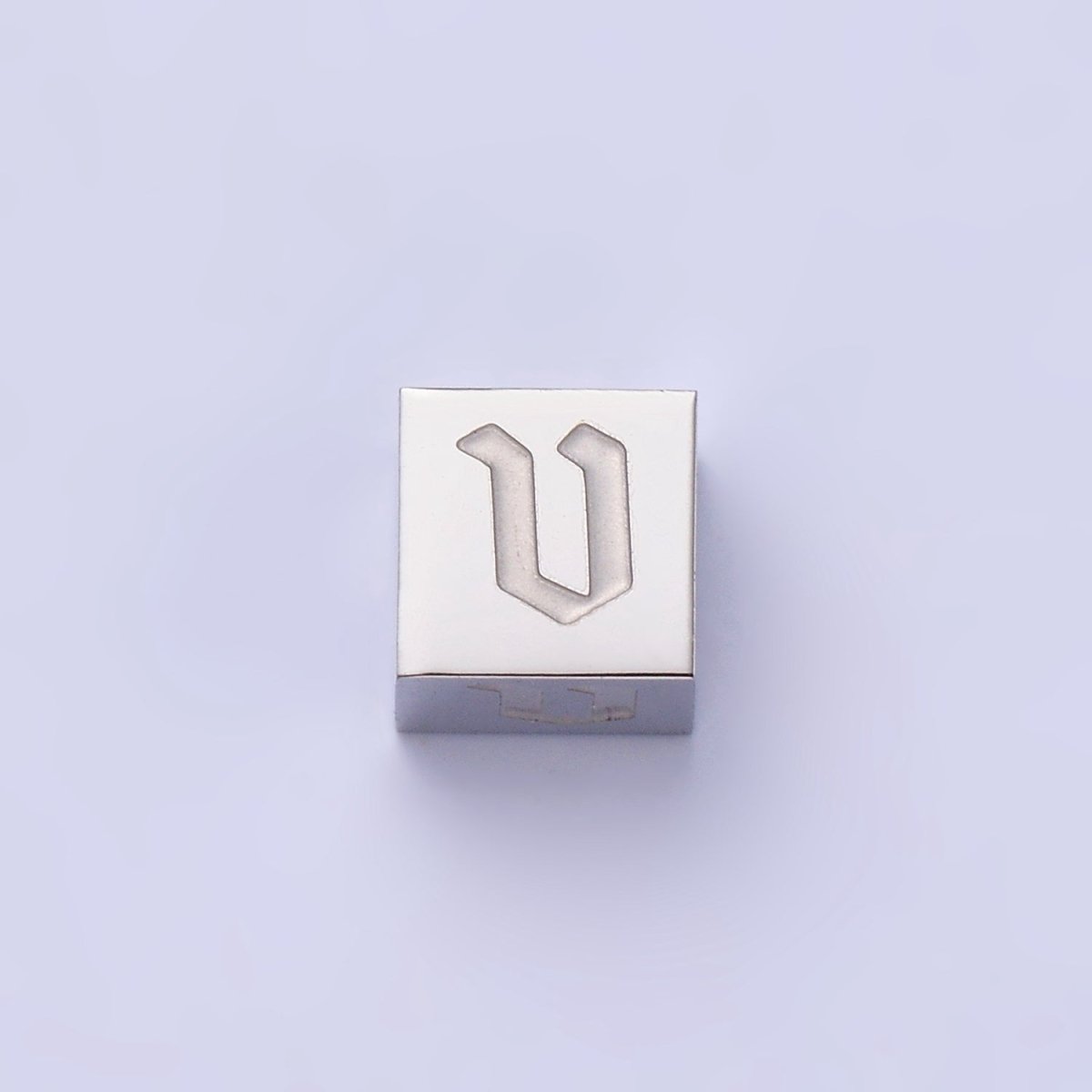 Stainless Steel Initial Letter A-Z Old English Gothic Alphabet Font 5mm Silver Bead | A-950-A-962